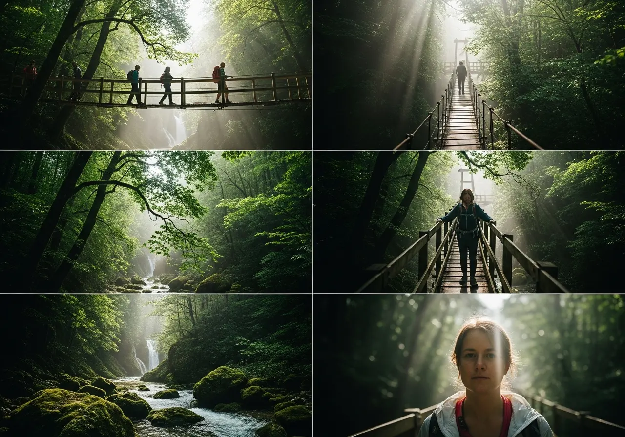 Walking the suspension bridge at Ray Harral Nature Center in Broken Arrow