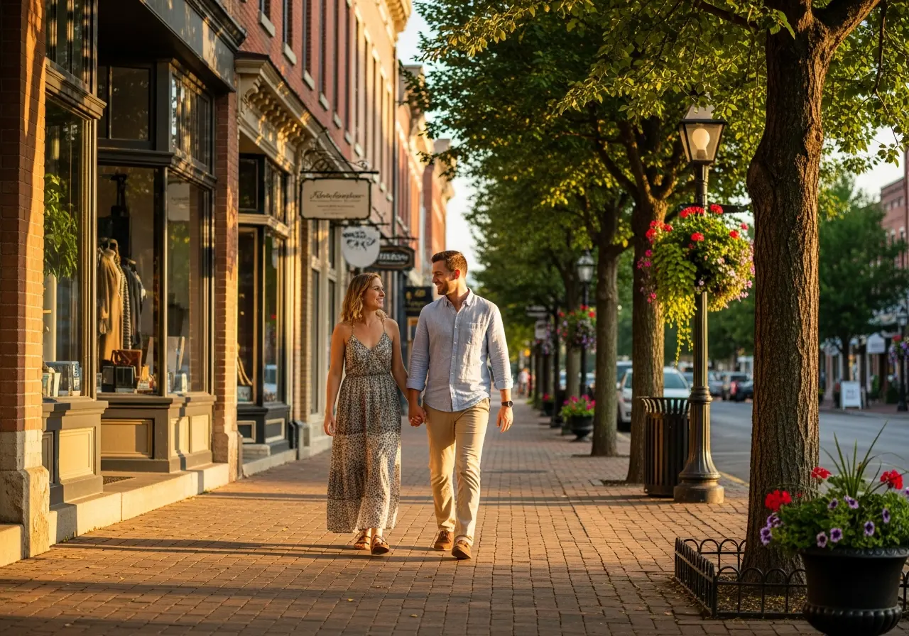Couples enjoying a stroll through the walkable Rose District